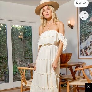 Lulu's Boho Ivory Maxi Dress XL